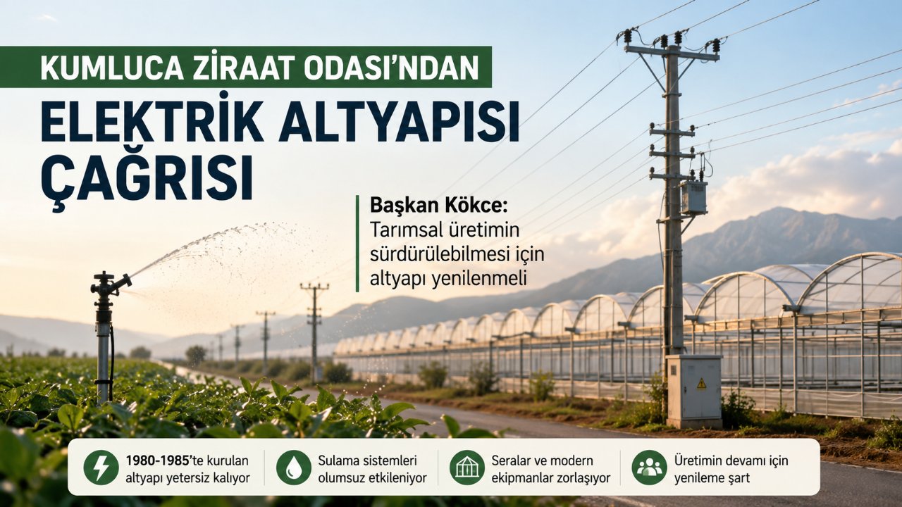 Kumluca Ziraat Odası Başkanı Kökce'den elektrik altyapısı çağrısı