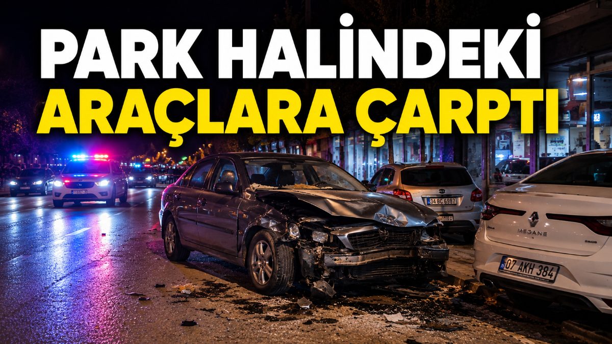 Manavgat'ta Otomobil Park Halindeki Araçlara Çarptı