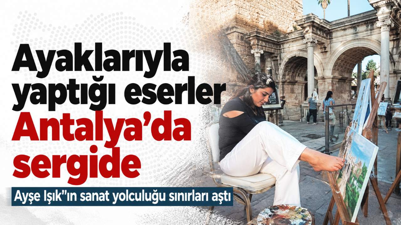 Ayşe Işık’ın ayaklarıyla yaptığı eserler Antalya’da sanatseverlerle buluştu