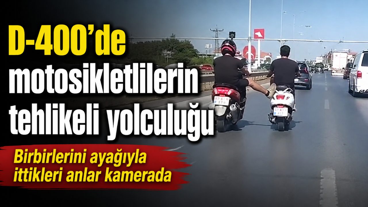 Manavgat-Antalya D-400 yolunda motosikletlilerin tehlikeli anları