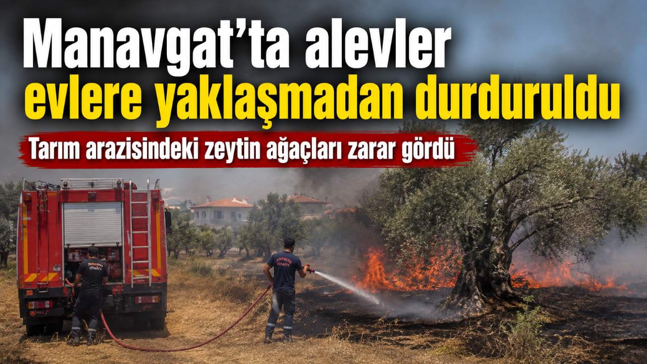 Manavgat’ta tarım arazisi yangını yerleşime ulaşmadan söndürüldü