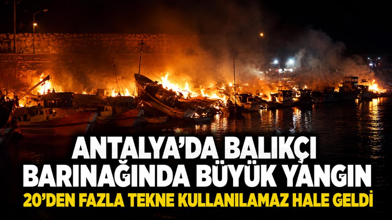 Antalya’da balıkçı barınağında yangın: 20’den fazla tekne yandı