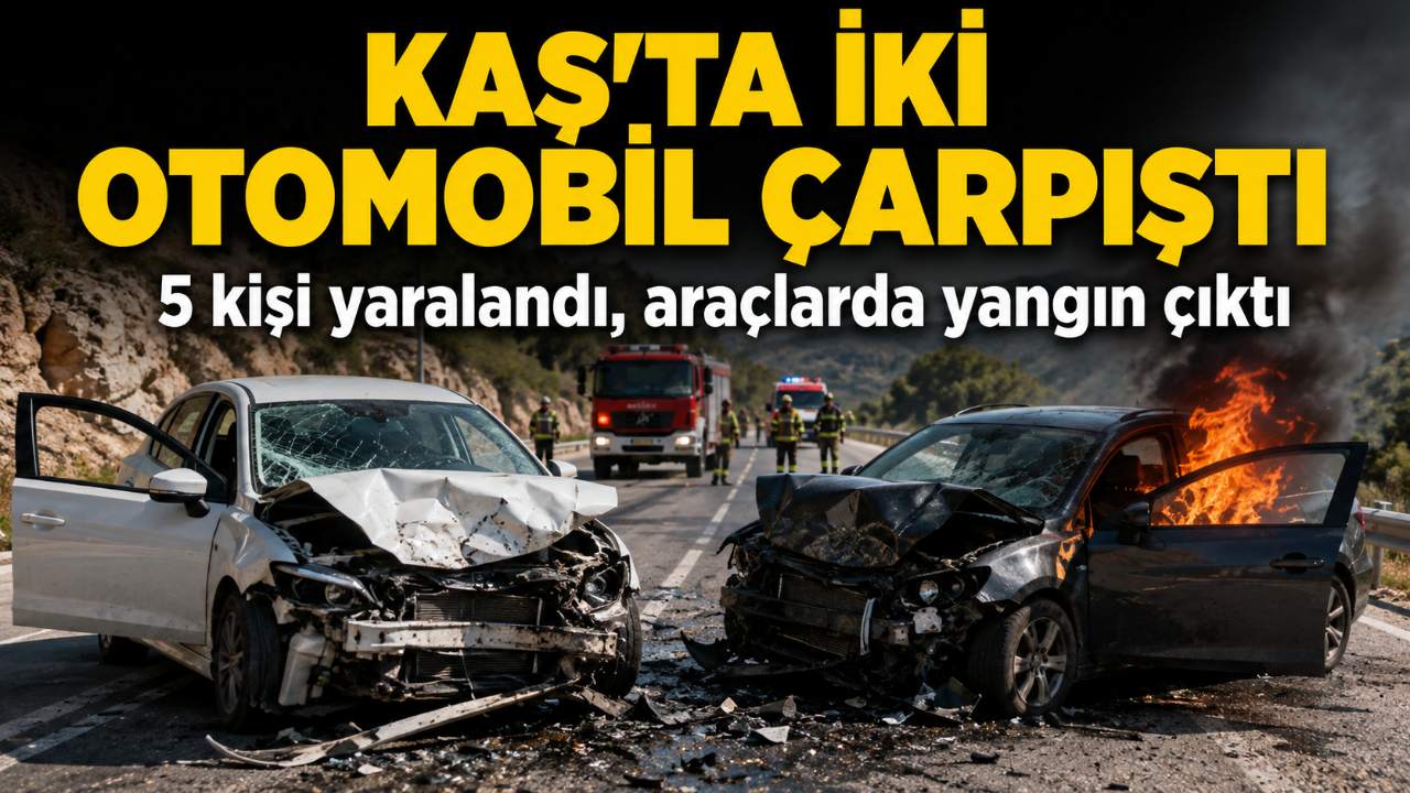 Kaş-Demre yolunda iki otomobil çarpıştı: 5 yaralı