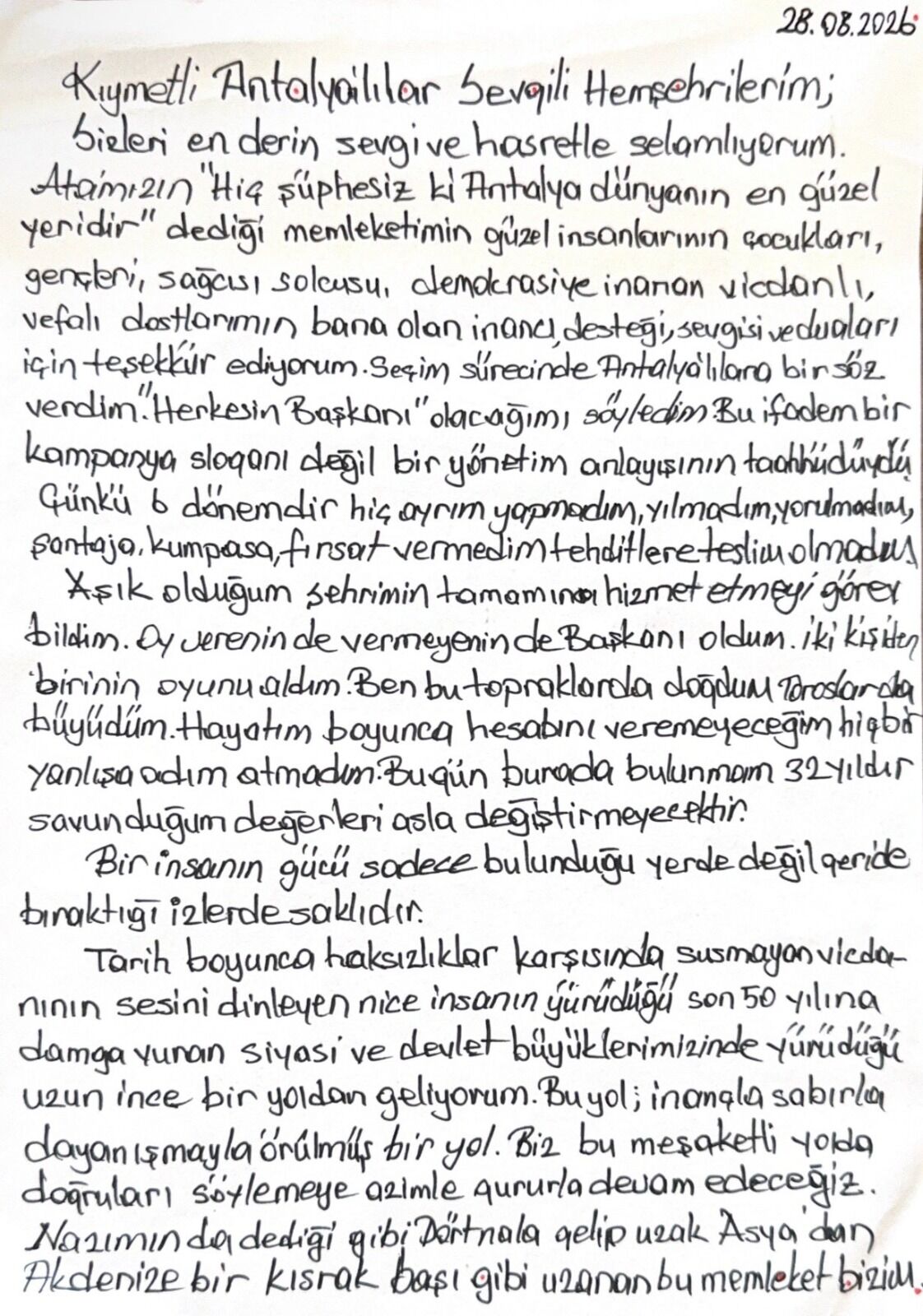 Muhittin Böcek'ten Antalyalılara mesaj: Vazgeçmeyeceğim