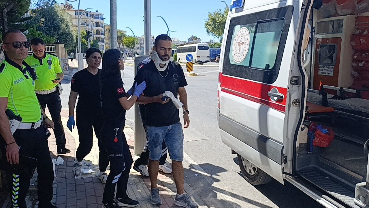 Örnek Mahallesi’nde devrilen motosiklet yol üzerinde