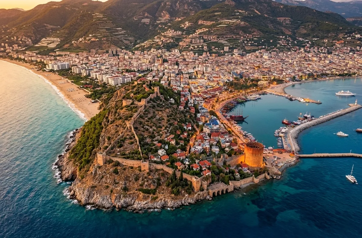 Alanya yarımadası kıyıdan havadan görülüyor
