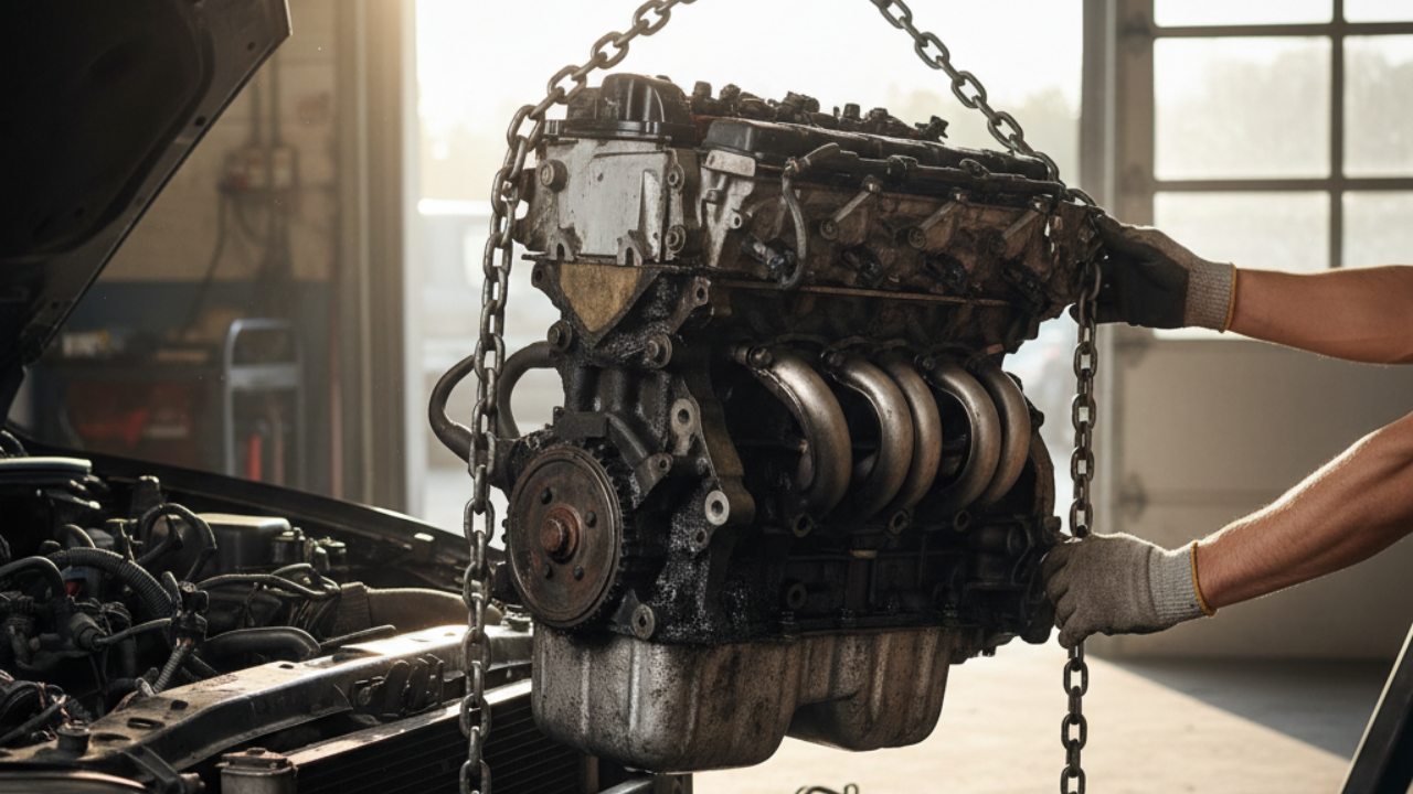 Atölyede motor parçaları kontrol için hazırlanıyor