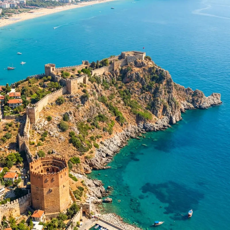 Alanya Kalesi Akdeniz kıyısında yükseliyor