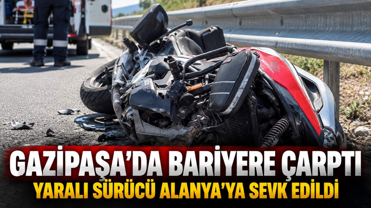 Gazipaşa’da motosiklet bariyere çarptı: 1 yaralı