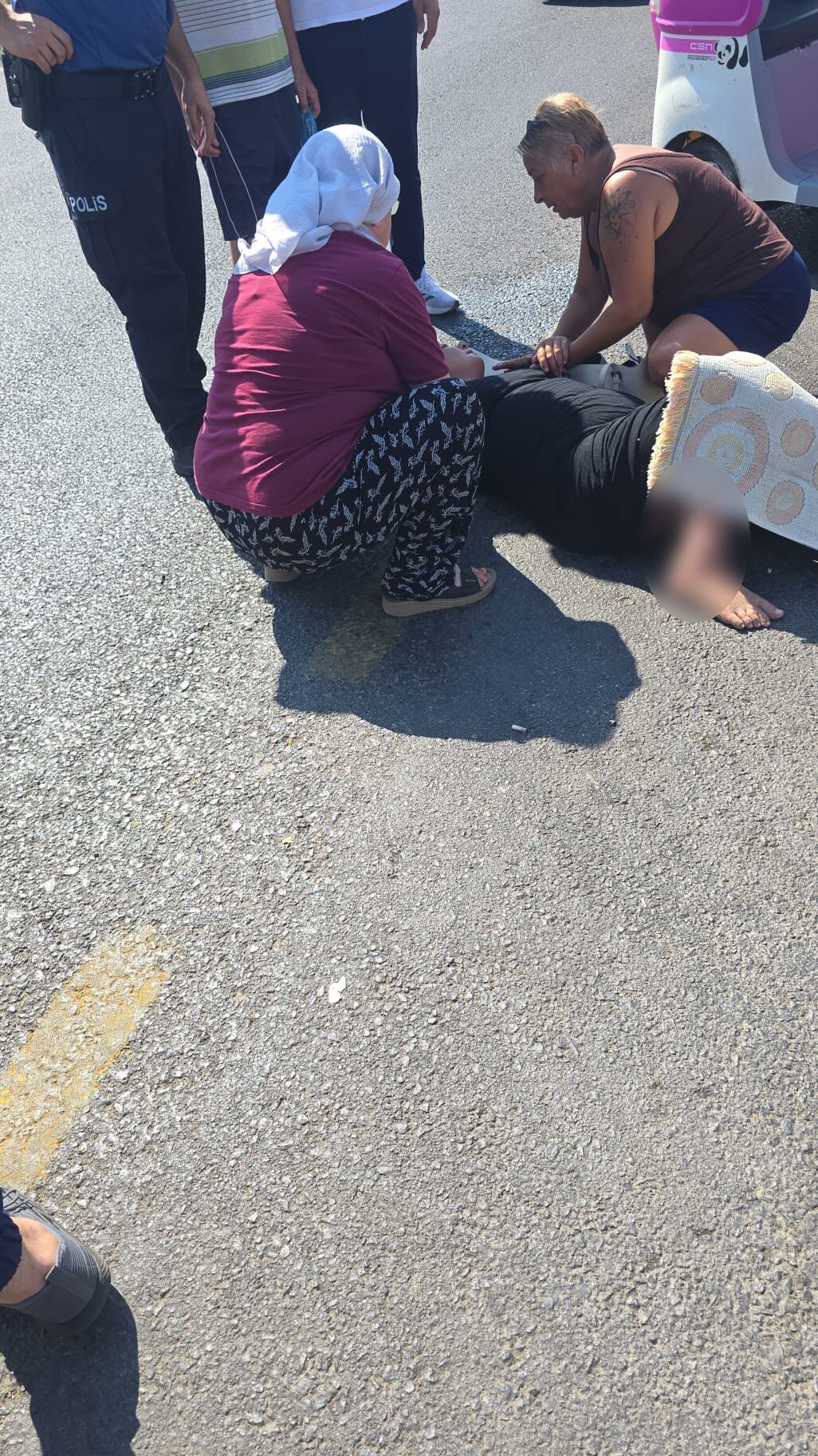 Boğazkent’te motosikletin bulunduğu kaza noktası