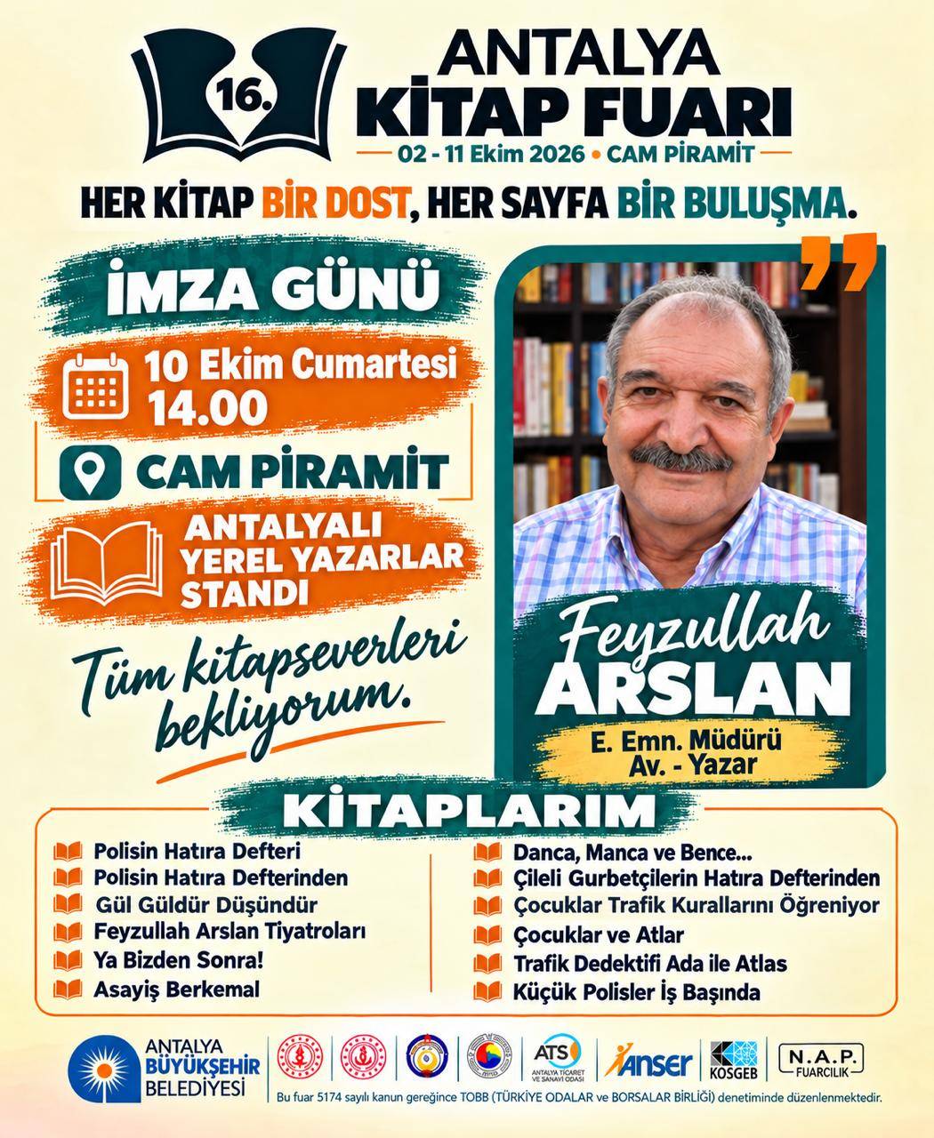 Feyzullah Arslan Alanya’da 11 kitabıyla okurlarla buluşacak
