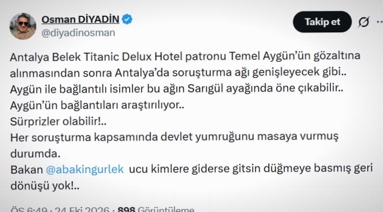 Sarıgül soruşturmasında Antalya bağlantısı: Aygün gözaltında