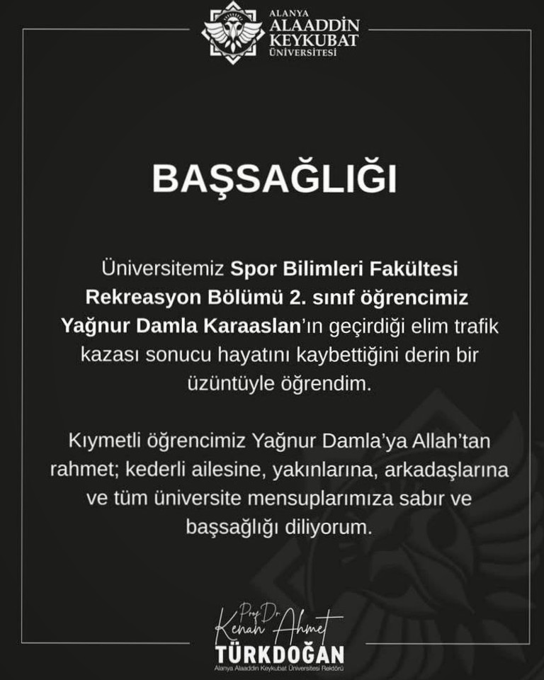 Alanya’da minibüsle çarpışan üniversiteli hayatını kaybetti