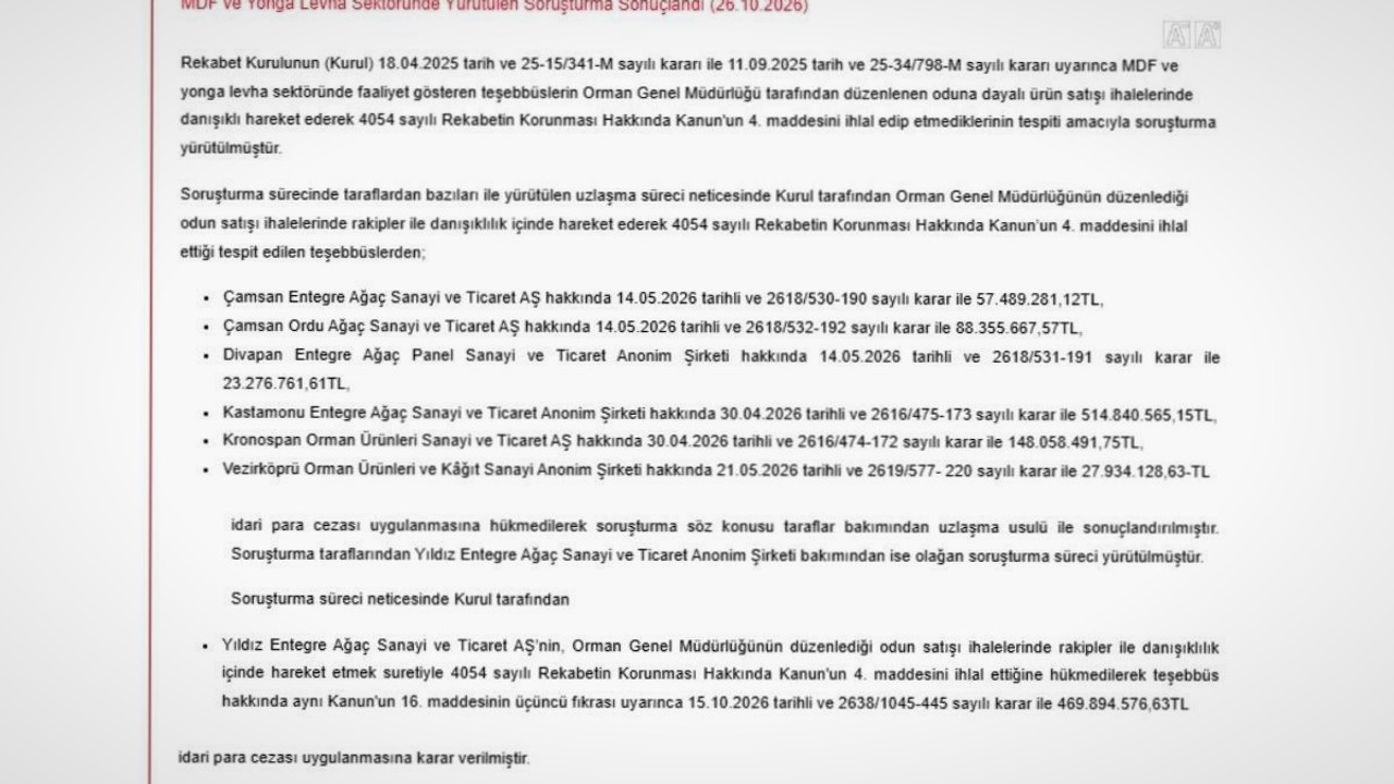 Antalya’da bayisi bulunan Yıldız Entegre’ye ceza