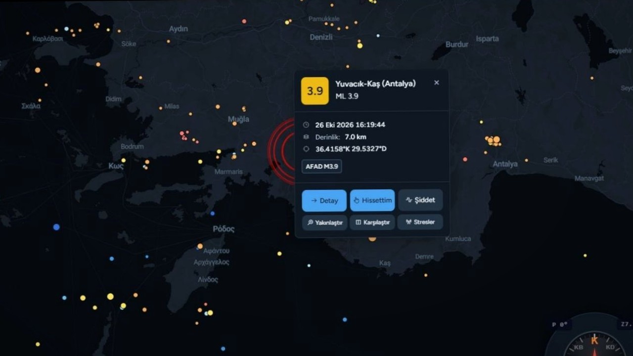 Kaş’ta deprem kaydedildi: AFAD büyüklüğü 1,6 açıkladı